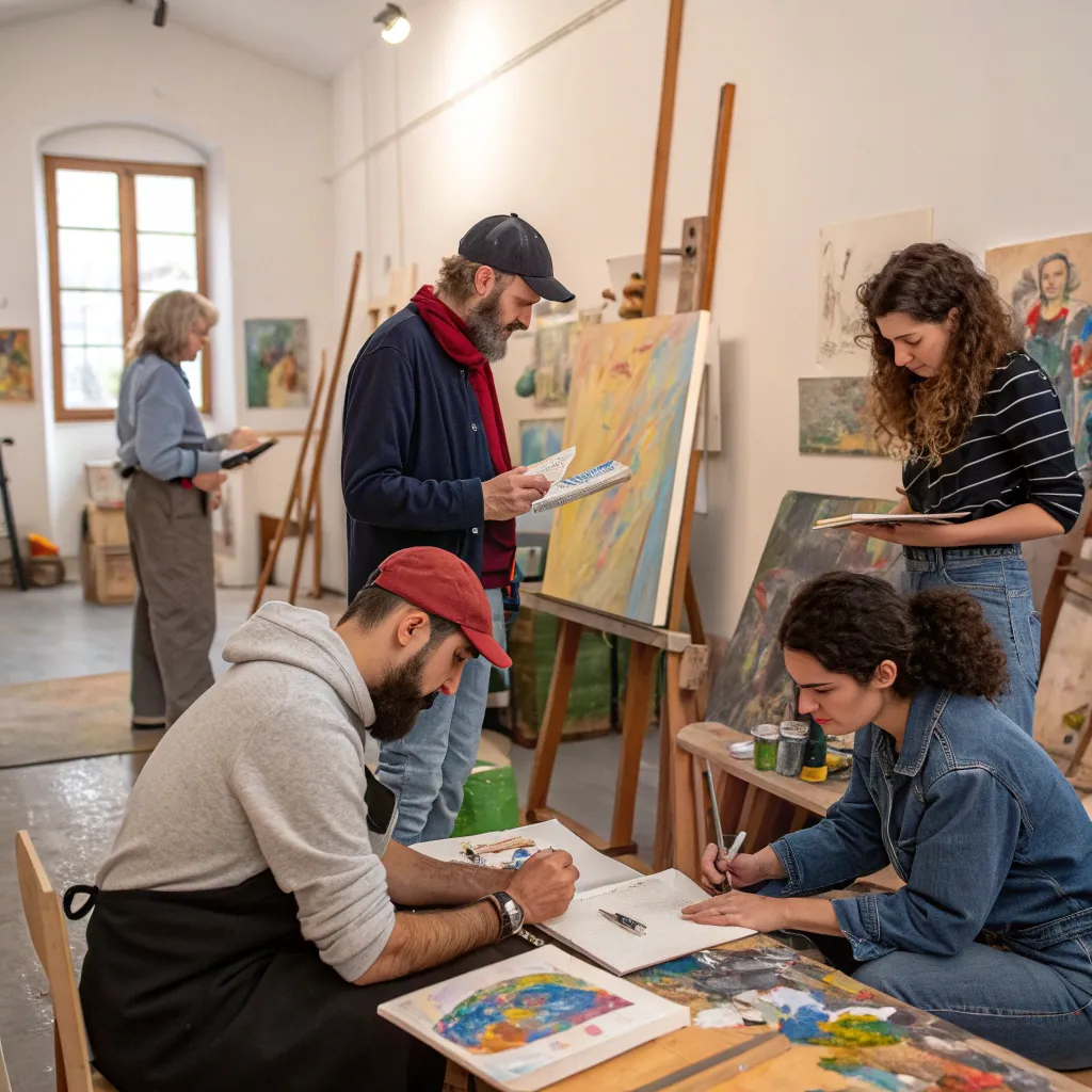 Team of artists working together